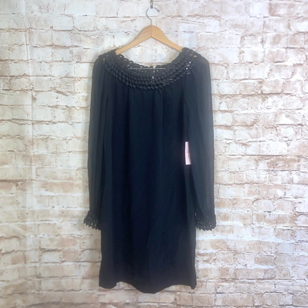 Vivienne Tam Black Silk Shift Dress Size 6 NEW/NWT